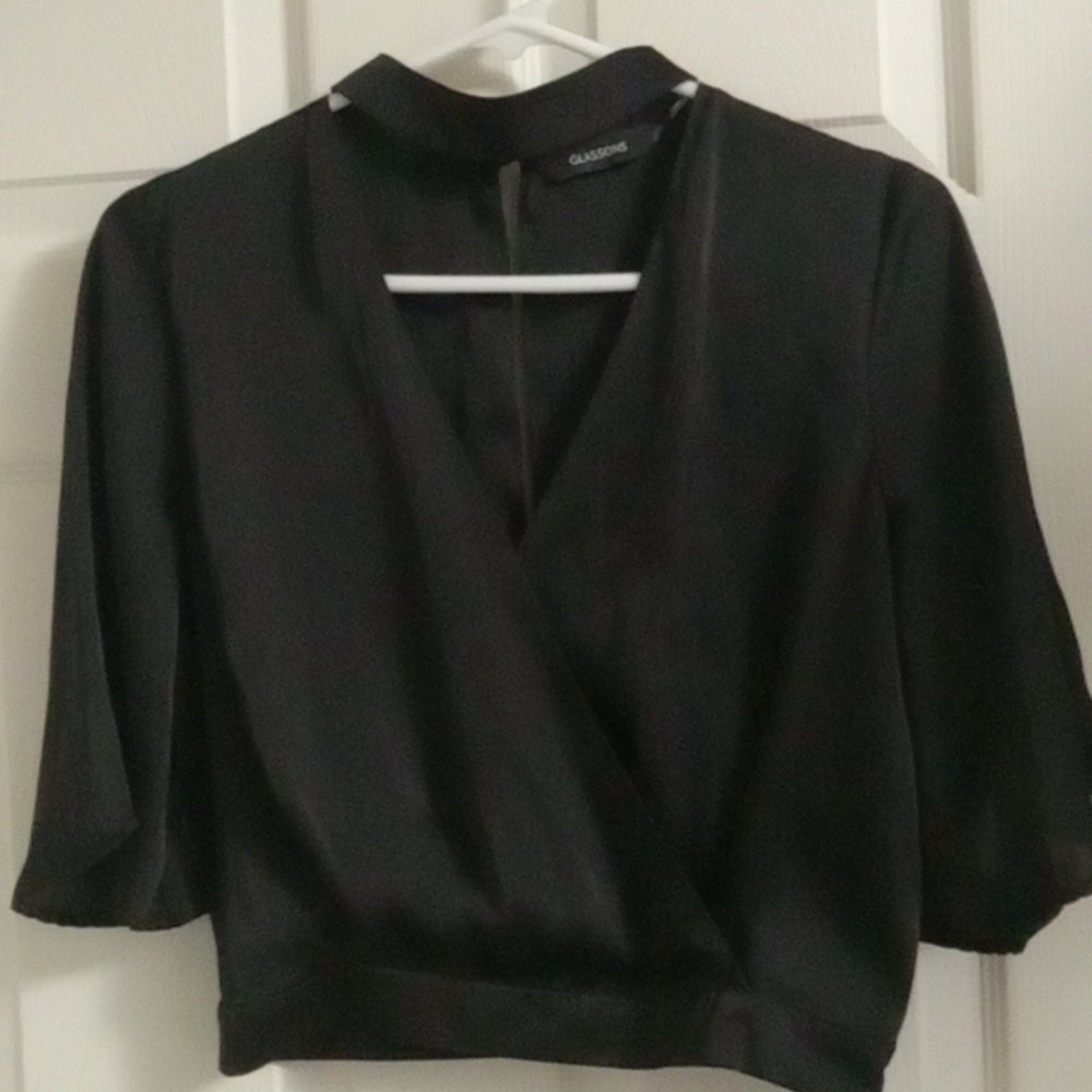 5/$20**Size 10 Glassons black satin blouse - Picture 3 of 8